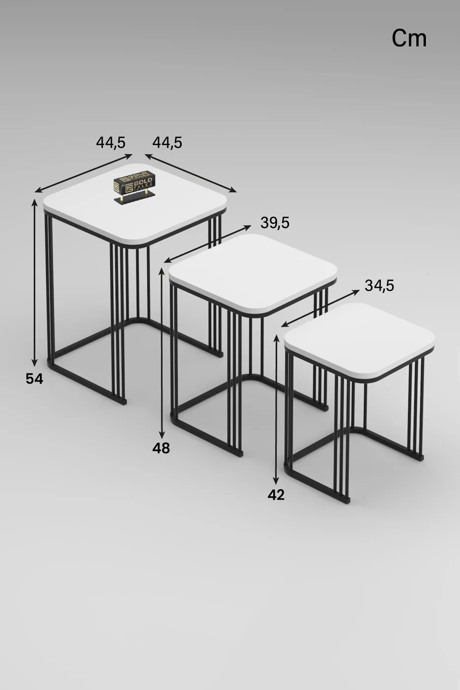 Alize Coffee Table and Nesting Table Set Melamine-faced Chipboard Beige