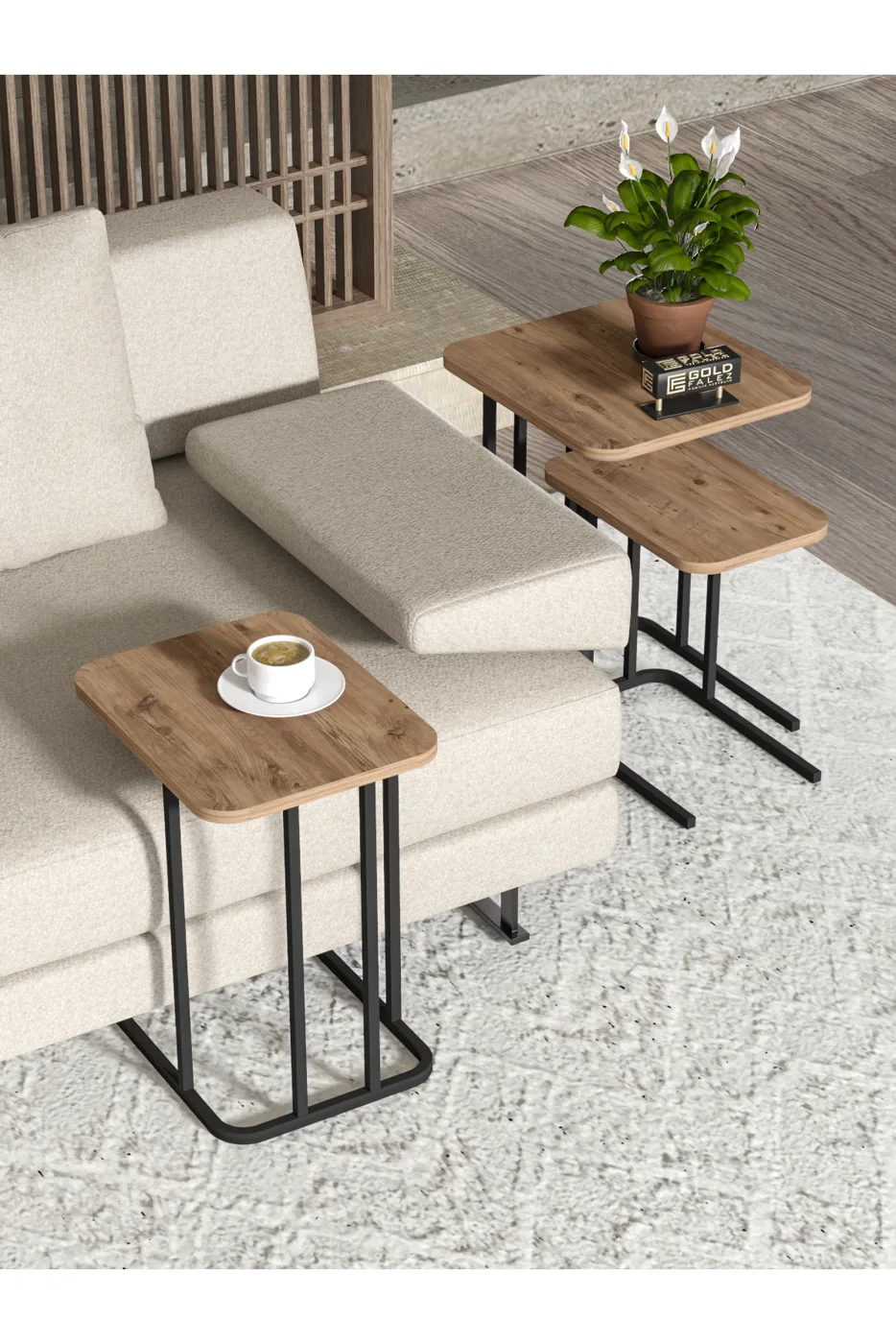 Zino 3-Piece Nesting Table Set Melamine-faced Chipboard Brown
