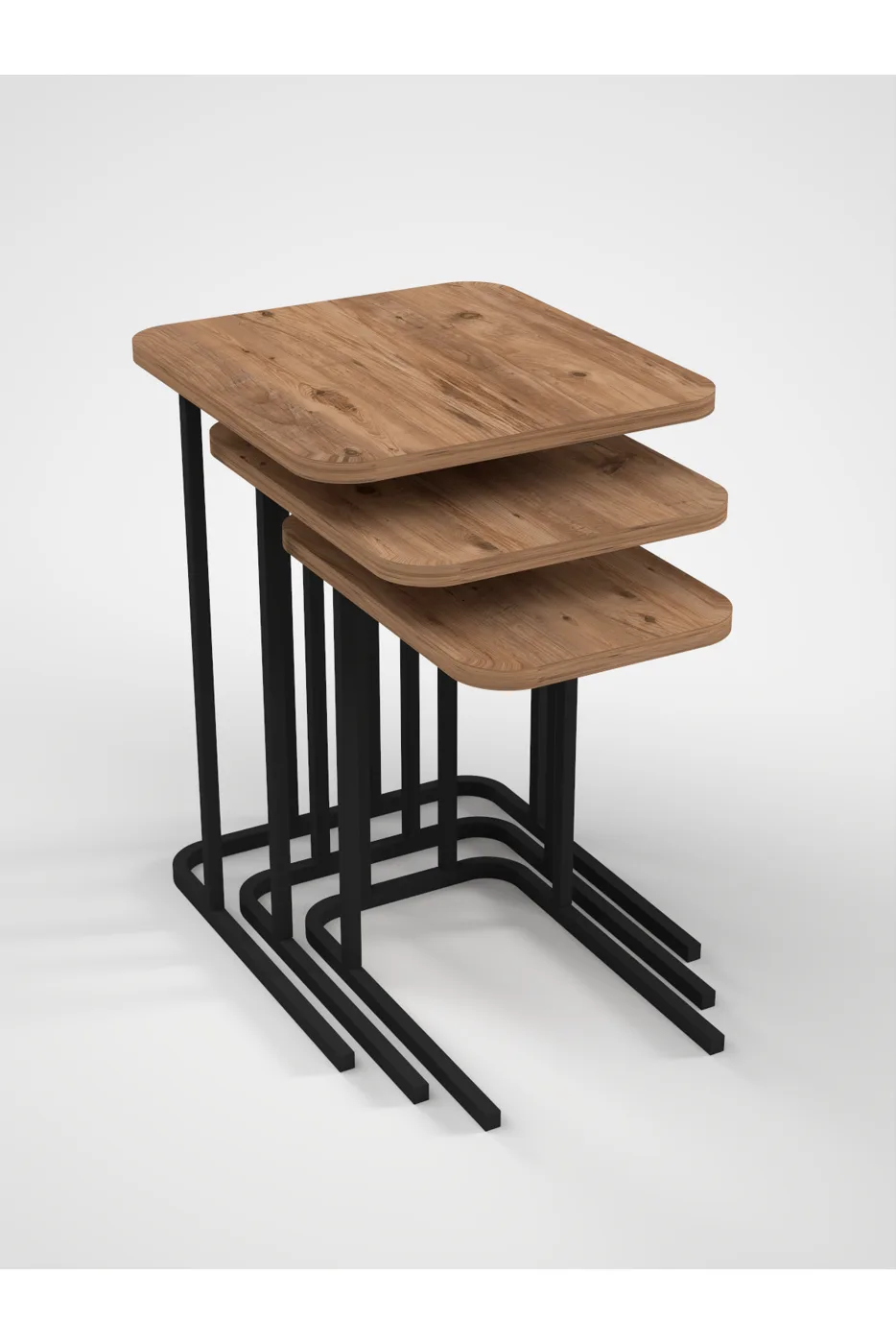 Zino 3-Piece Nesting Table Set Melamine-faced Chipboard Brown