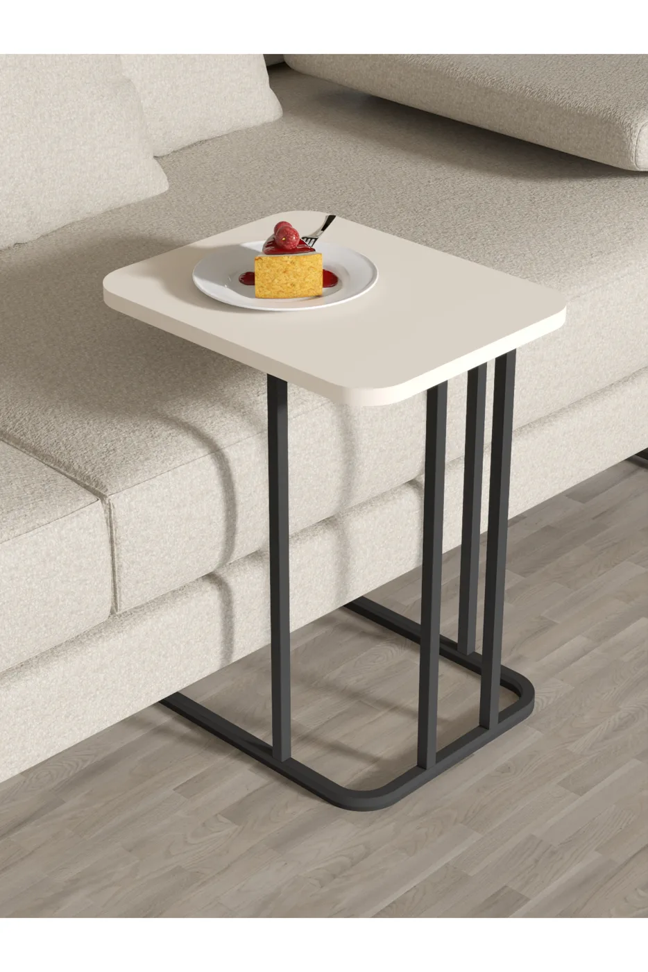 Zino 3-Piece Nesting Table Set Melamine-faced Chipboard Cream
