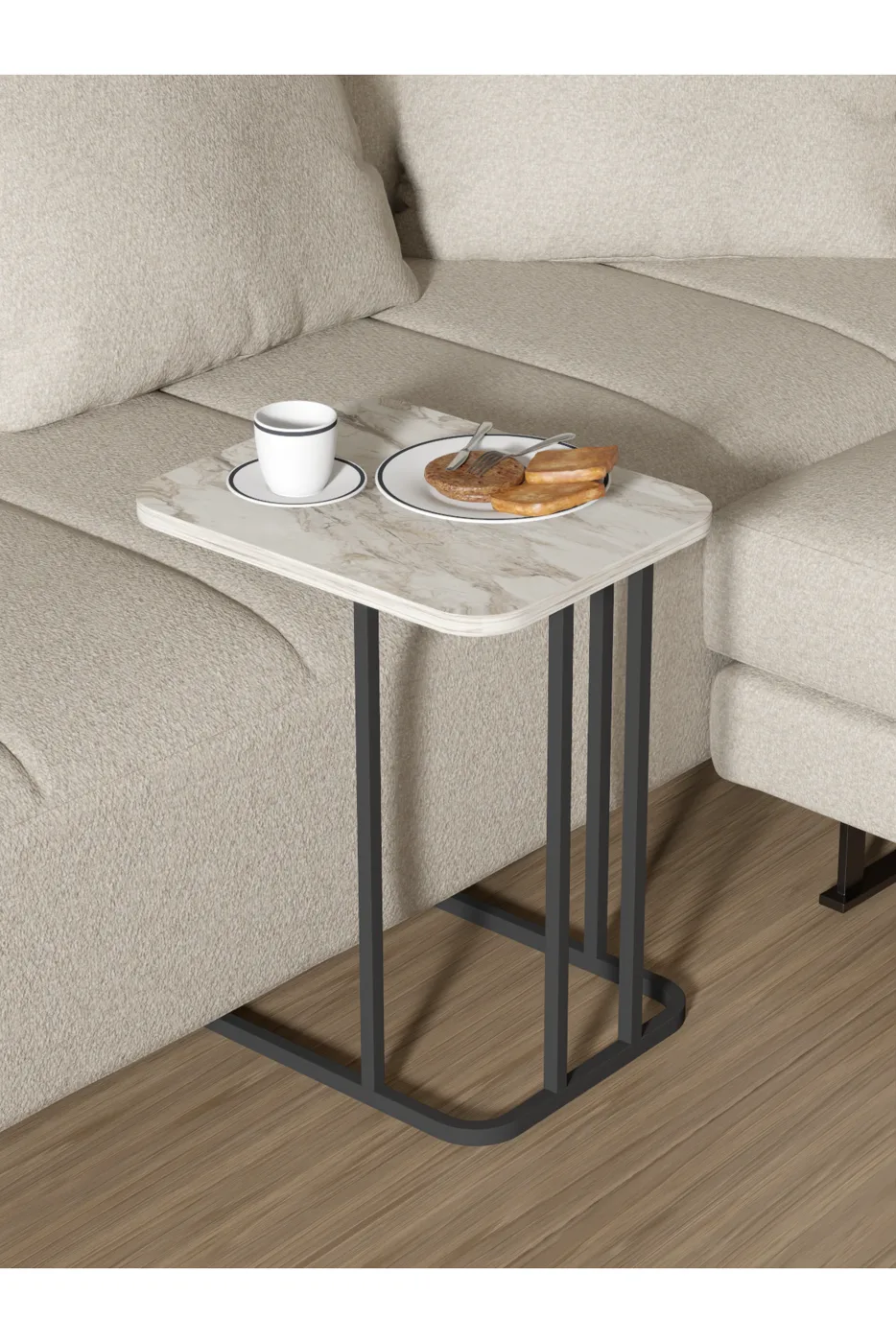 Zino 3-Piece Nesting Table Set Melamine-faced chipboard Ecru