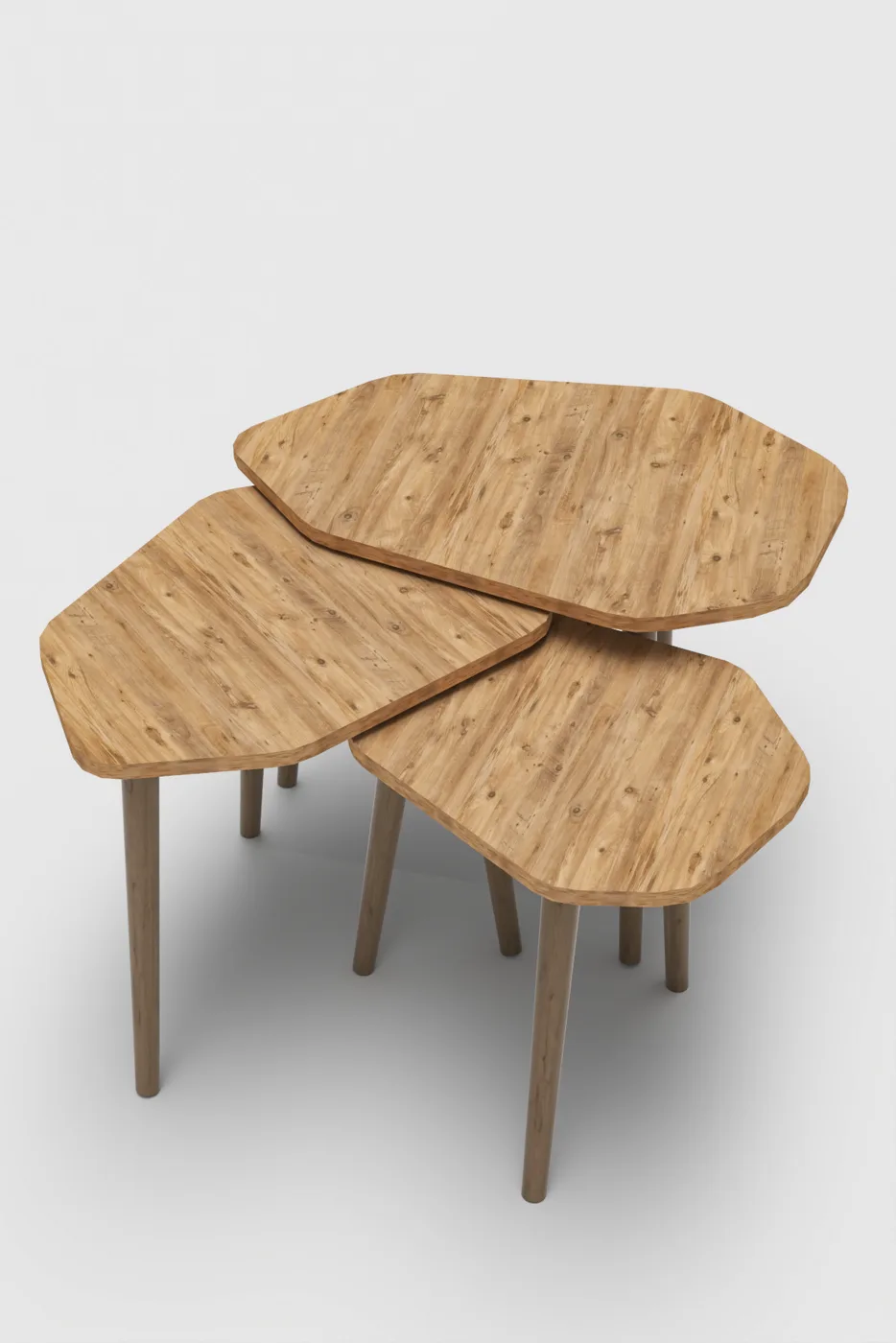 Trio 3-Piece Nesting Table Set Melamine-faced chipboard Brown