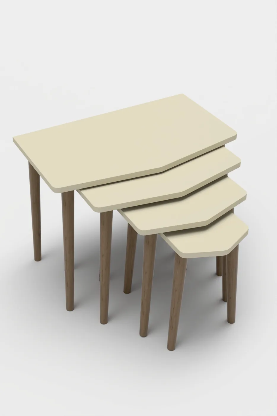 Elya ensemble de 4 tables gigognes en panneau de particules mélaminé beige