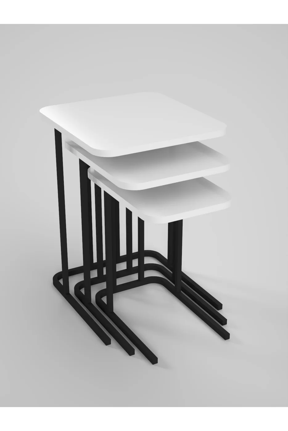 Zino 3-Piece Nesting Table Set Melamine-faced chipboard White