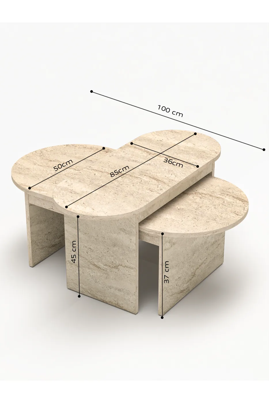 Setro 6-Piece Table and TV Unit Set Melamine-faced Chipboard Ecru