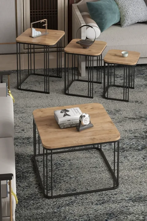 Alize Coffee Table and Nesting Table Set Melamine-faced Chipboard Brown