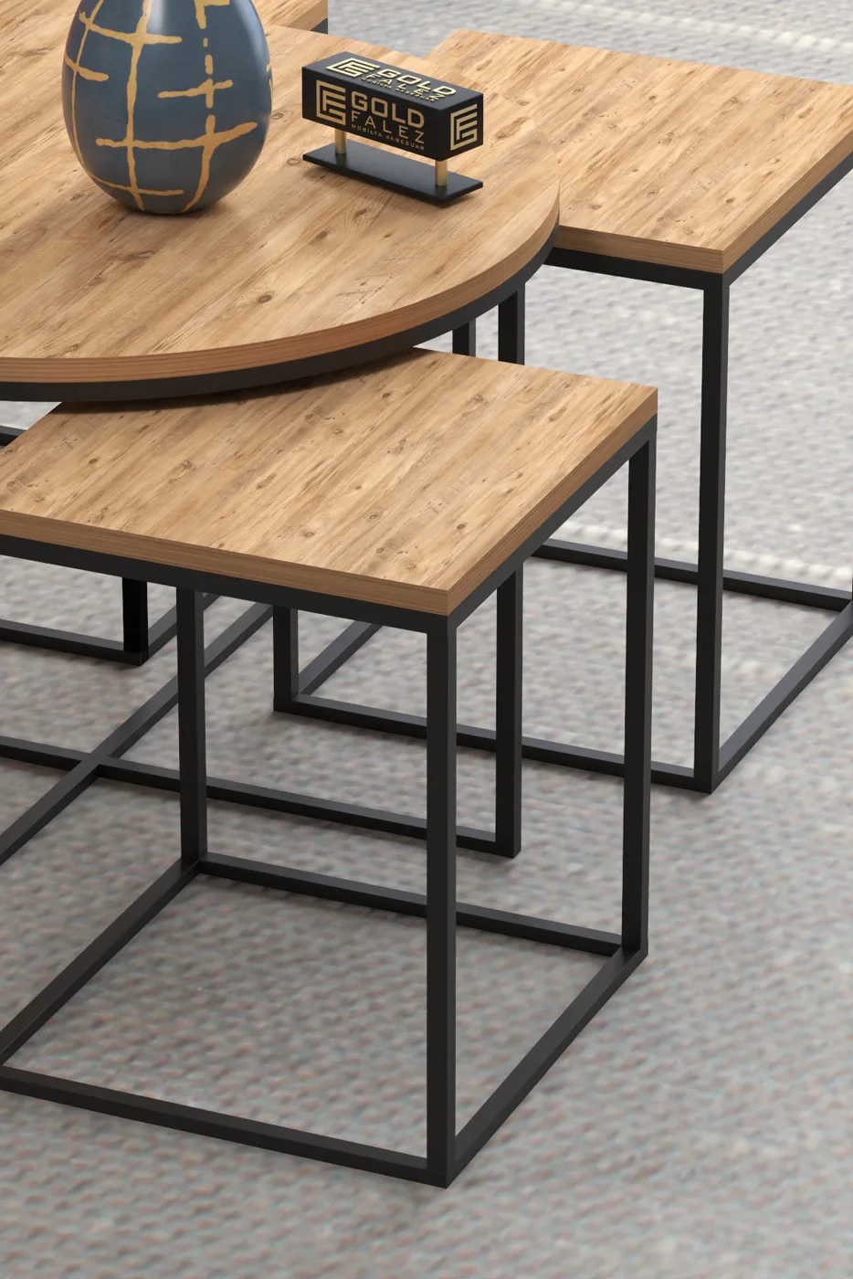 Ensemble 5 pièces table basse et tables gigognes en panneau de particules mélaminé marron