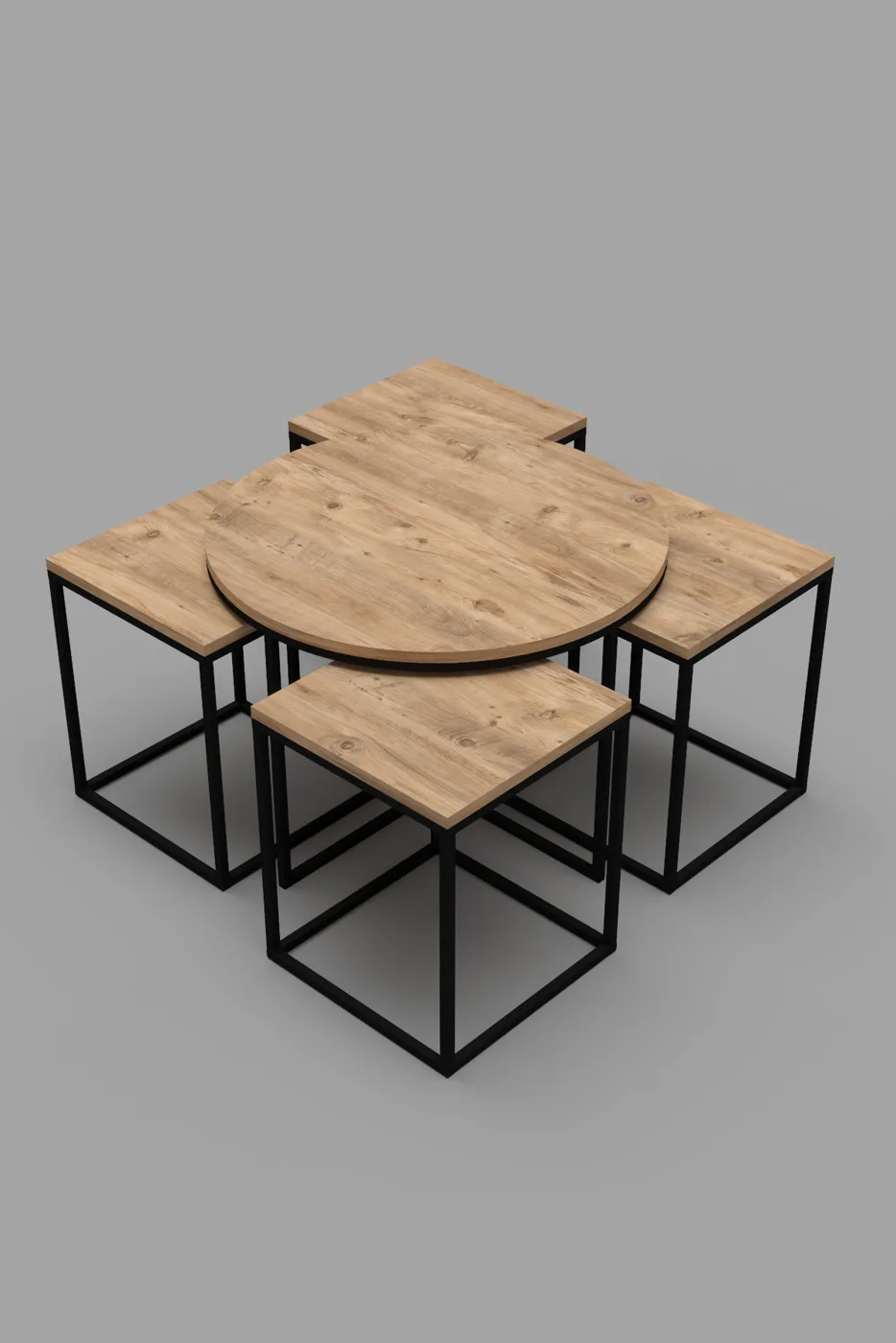 Ensemble 5 pièces table basse et tables gigognes en panneau de particules mélaminé marron
