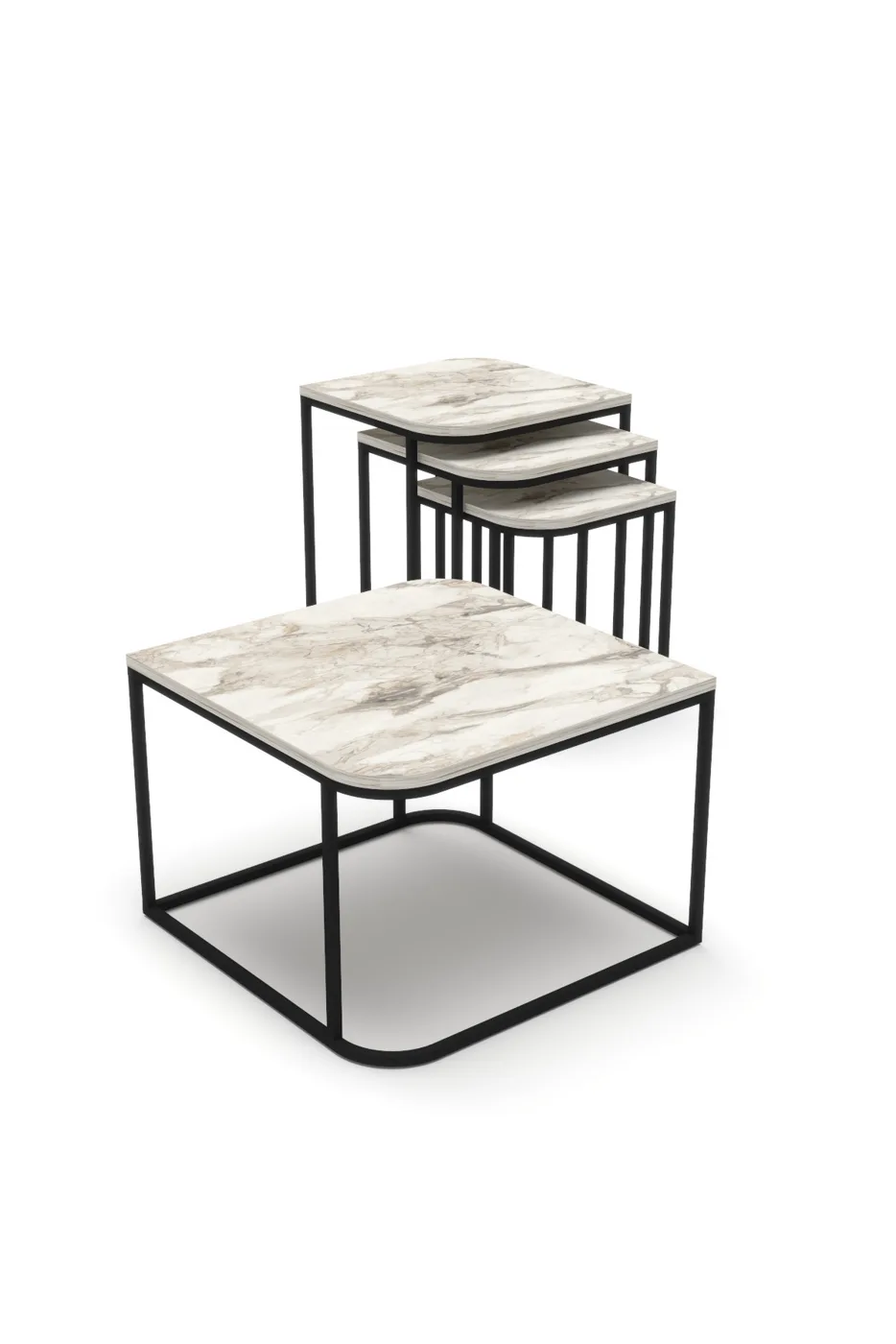 Damla ensemble table basse et tables gigognes en panneau de particules mélaminé multicolore