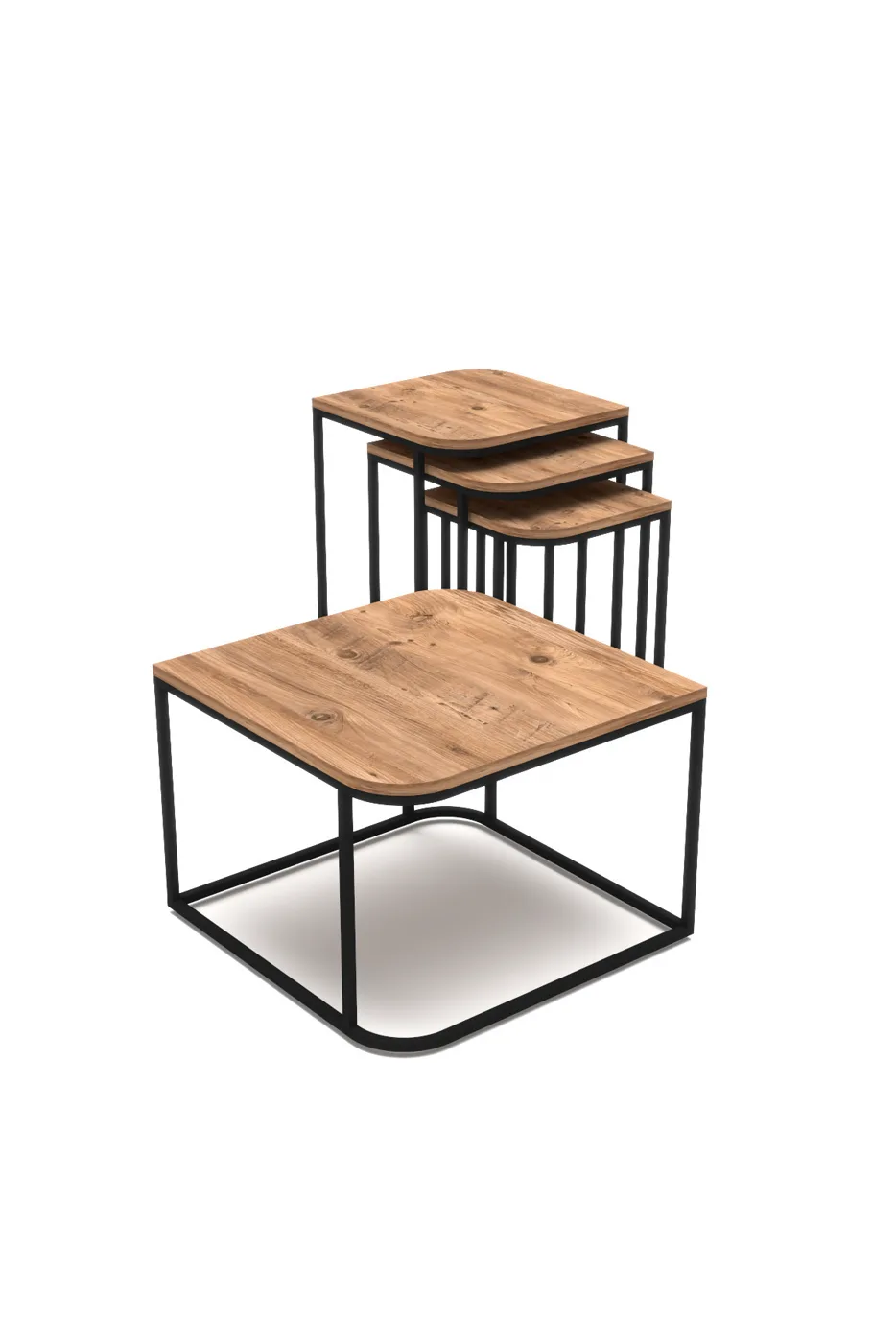 Damla ensemble table basse et tables gigognes en panneau de particules mélaminé marron