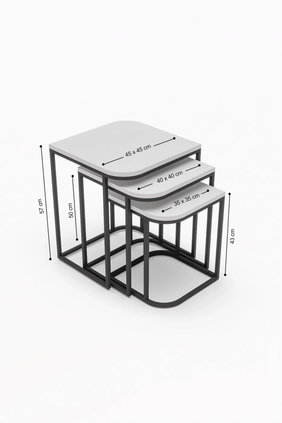 Damla ensemble table basse et tables gigognes en panneau de particules mélaminé blanc