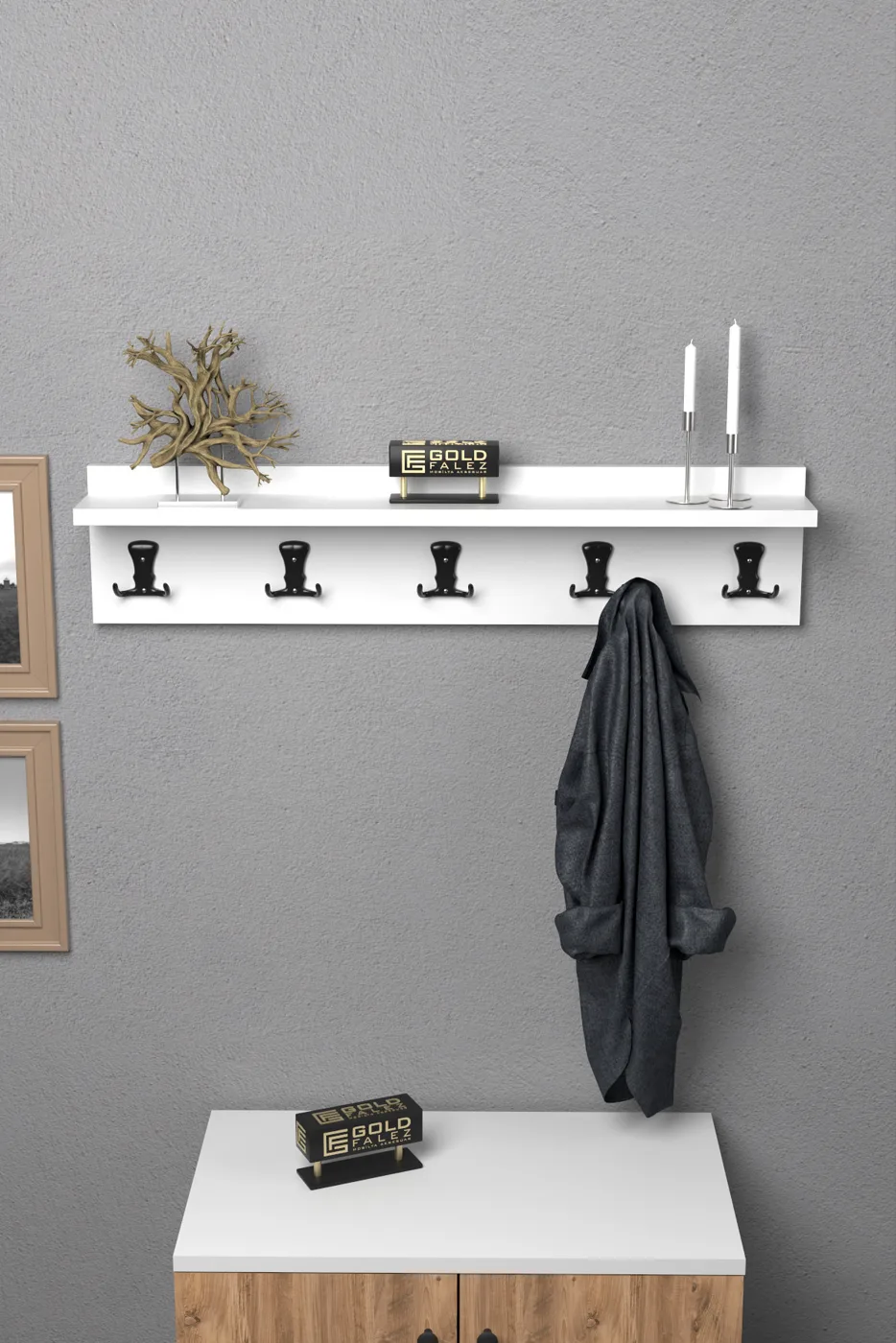 Wandgarderobe melaminbeschichtete Spanplatte Weiß