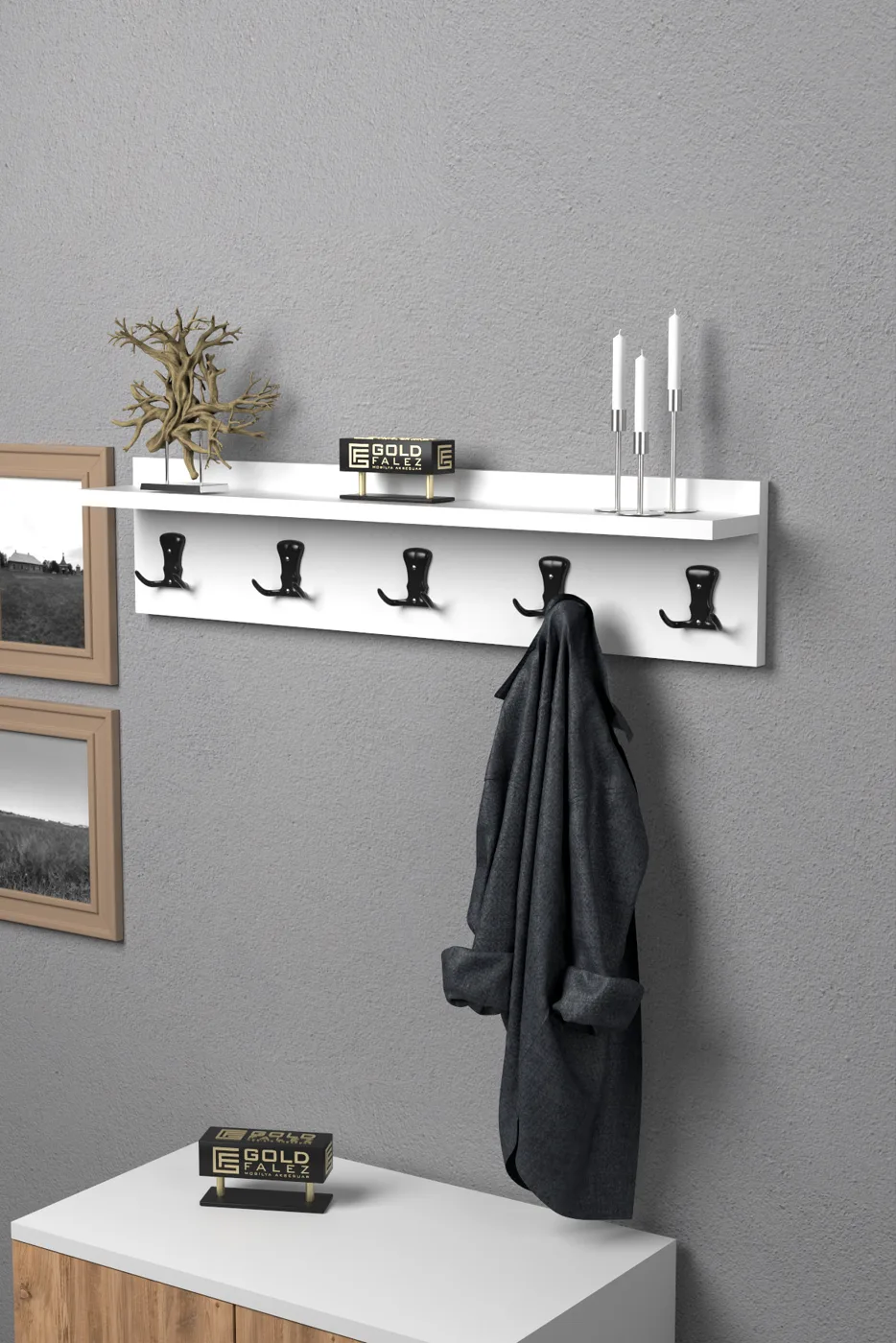 Wandgarderobe melaminbeschichtete Spanplatte Weiß