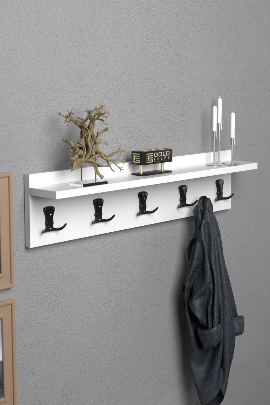 Wandgarderobe melaminbeschichtete Spanplatte Weiß