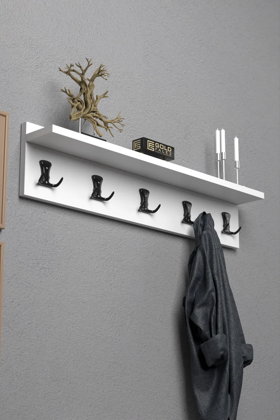 Wandgarderobe melaminbeschichtete Spanplatte Weiß