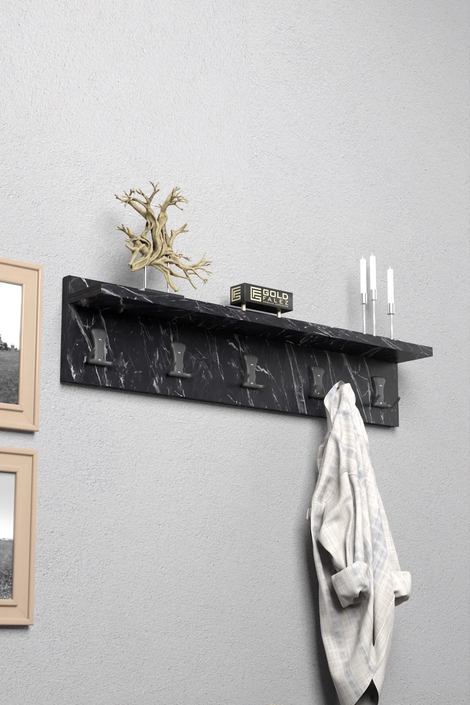 Wandgarderobe melaminbeschichtete Spanplatte Schwarz