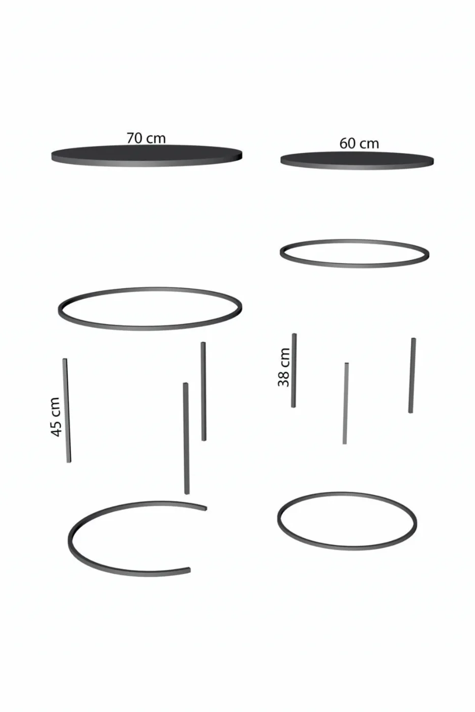 2-Piece Coffee Table and Nesting Table Set C Nesting Efes