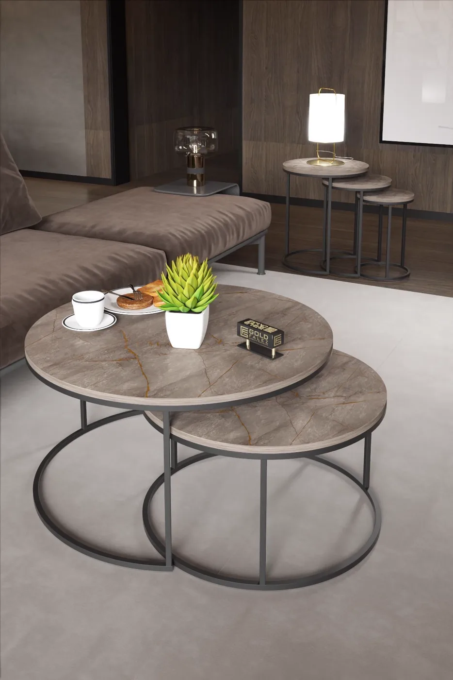 2-Piece Coffee Table and Nesting Table Set C Nesting Gordion