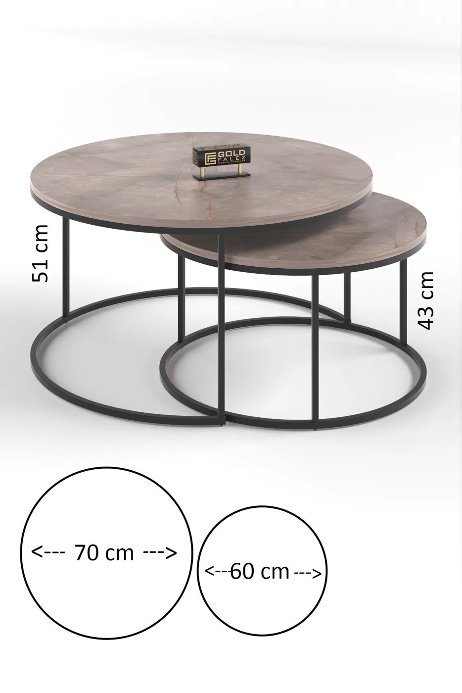 2-Piece Coffee Table and Nesting Table Set C Nesting Gordion