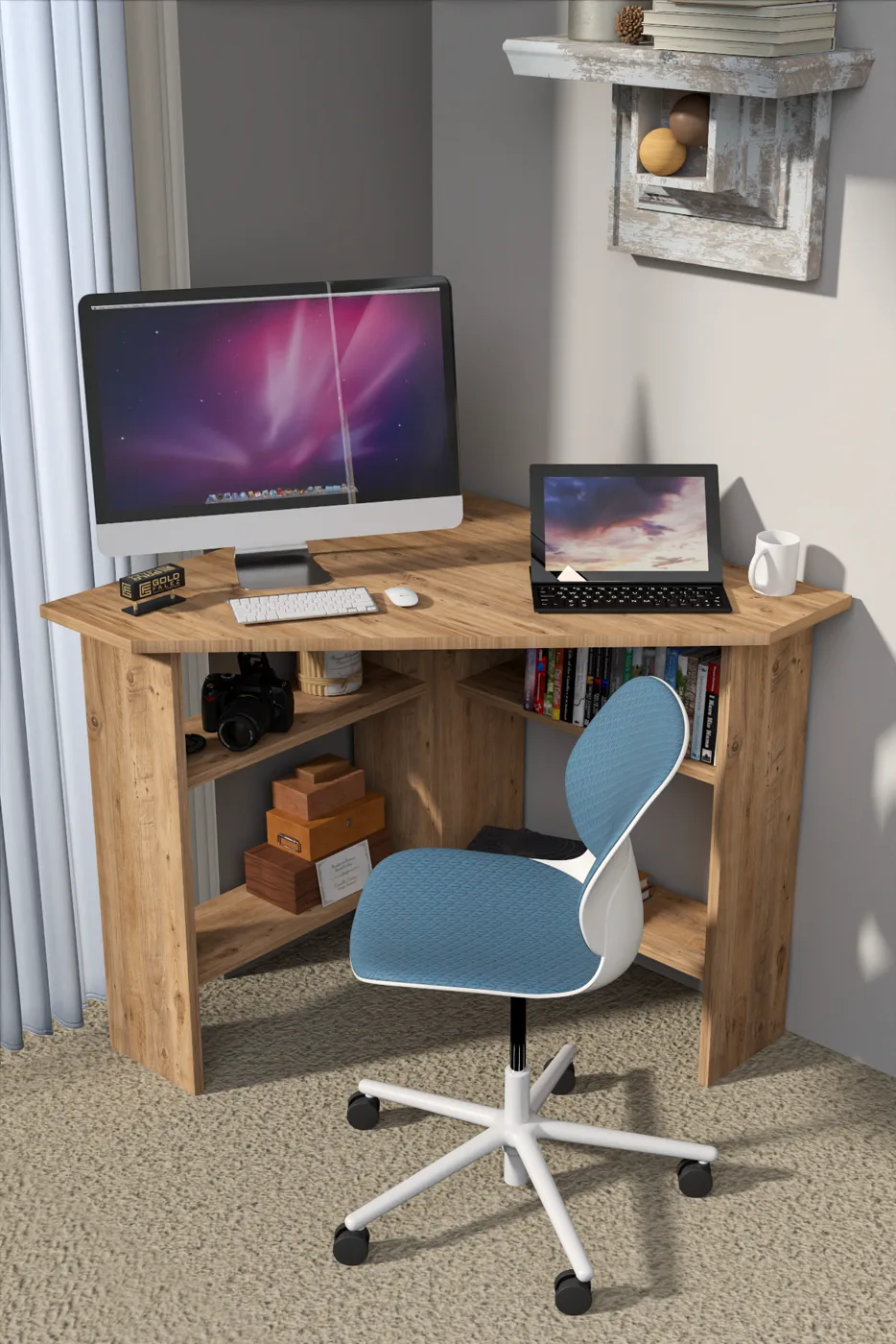 Corner Desk Melamine-faced chipboard Brown