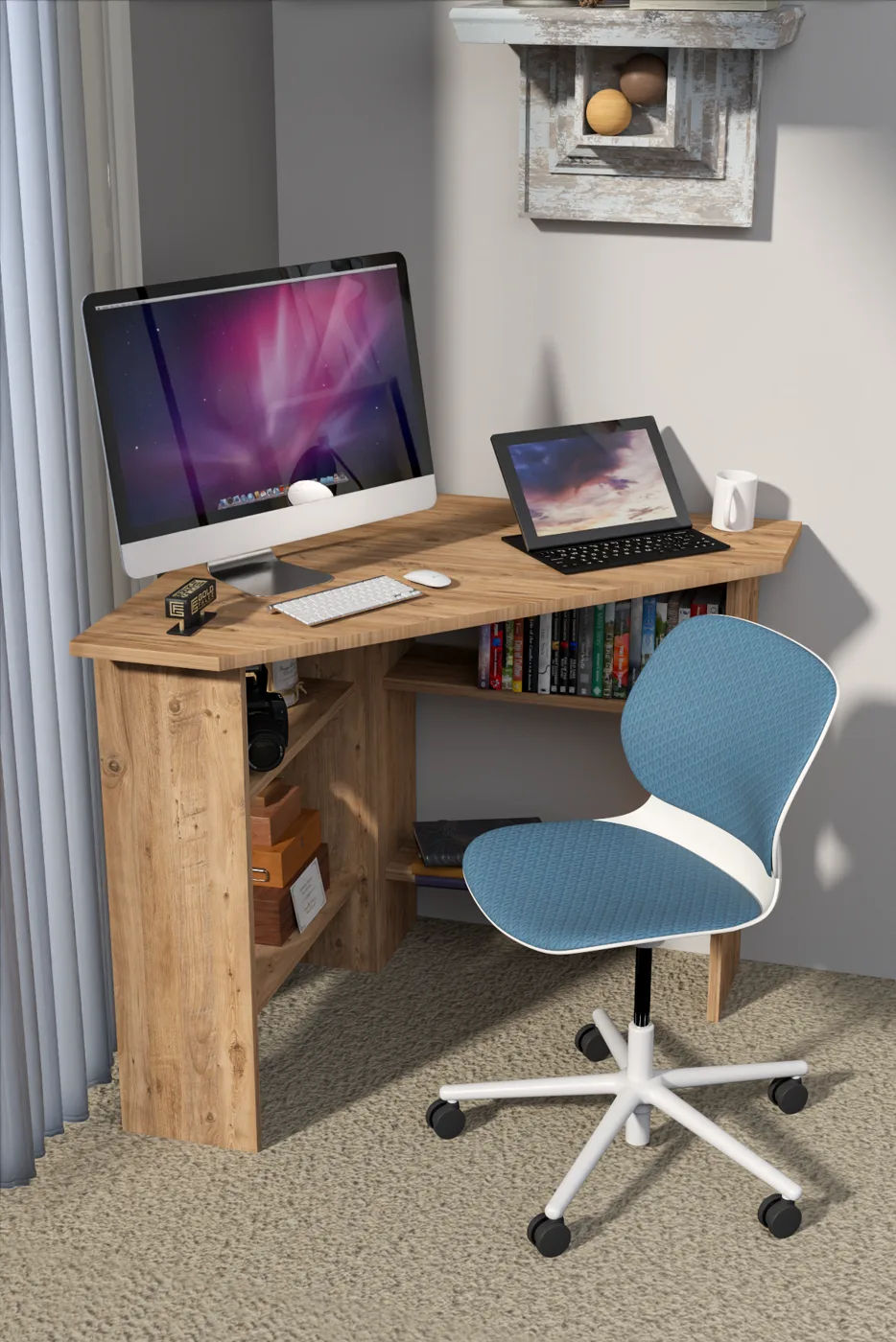 Corner Desk Melamine-faced chipboard Brown