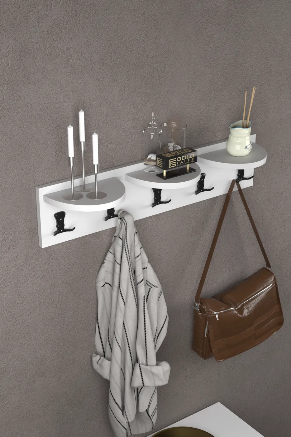 Falez Scandinavian Wall Hanger Melamine-faced chipboard White