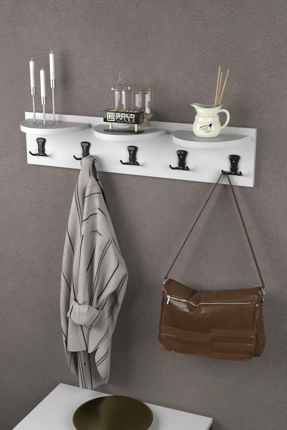 Falez Scandinavian Wall Hanger Melamine-faced chipboard White