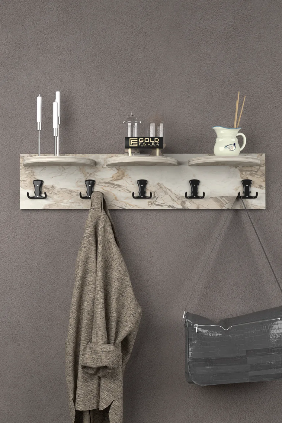 Falez Scandinavian Wall Hanger Melamine-faced chipboard White