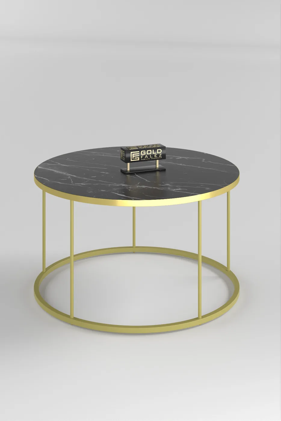 Falez Gold Metal Leg Coffee Table Melamine-faced chipboard Bendir Black
