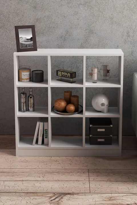 Falez 9-Compartment Multi-Purpose Bookcase Melamine-faced chipboard White