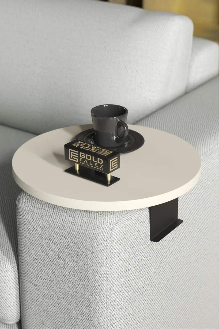 Ilkal Adjustable Metal Leg Sofa Tray Table, Cream