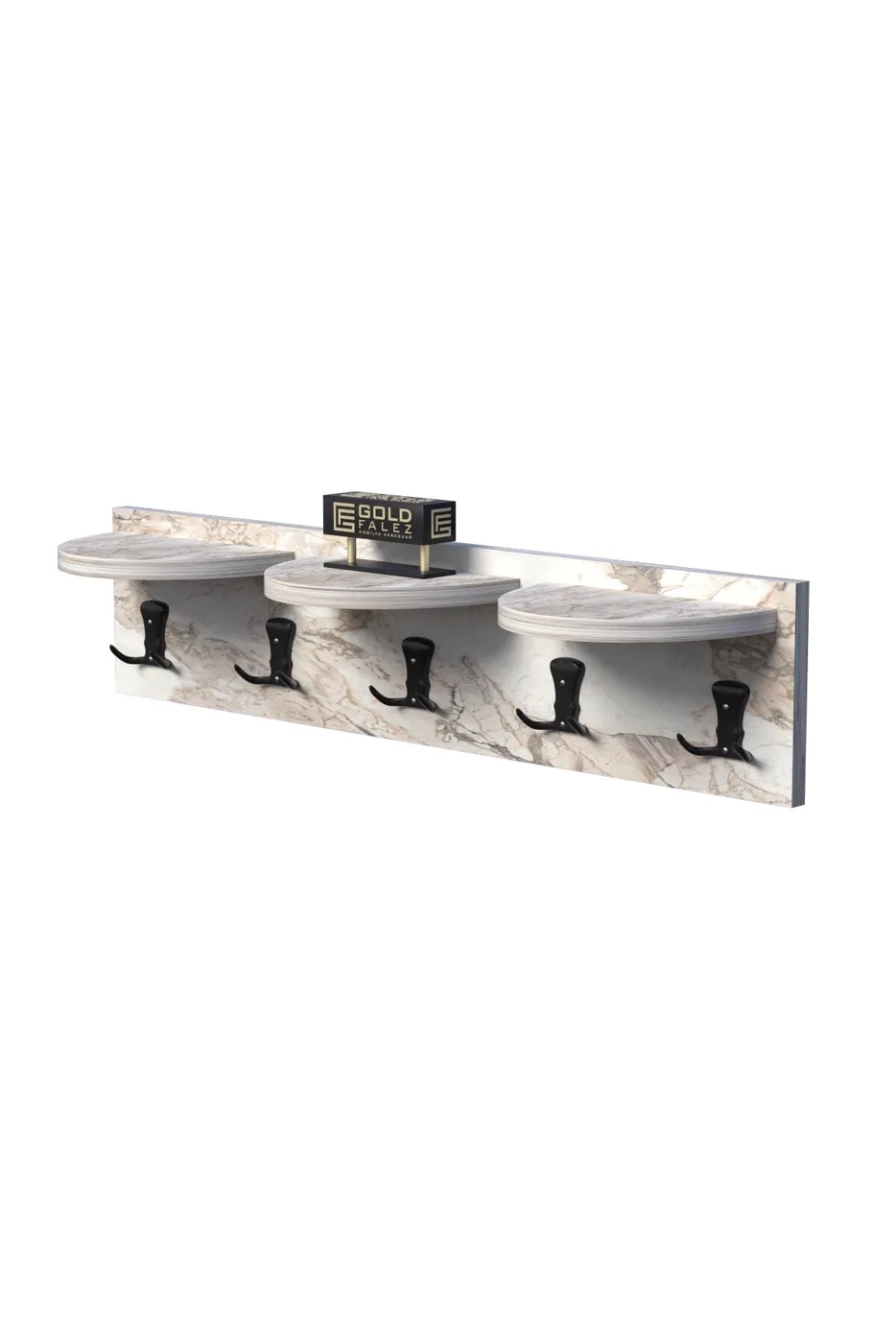 Ilkal 5-Piece Wall Hanger Coat Rack, Melamine-faced Chipboard, Efes White