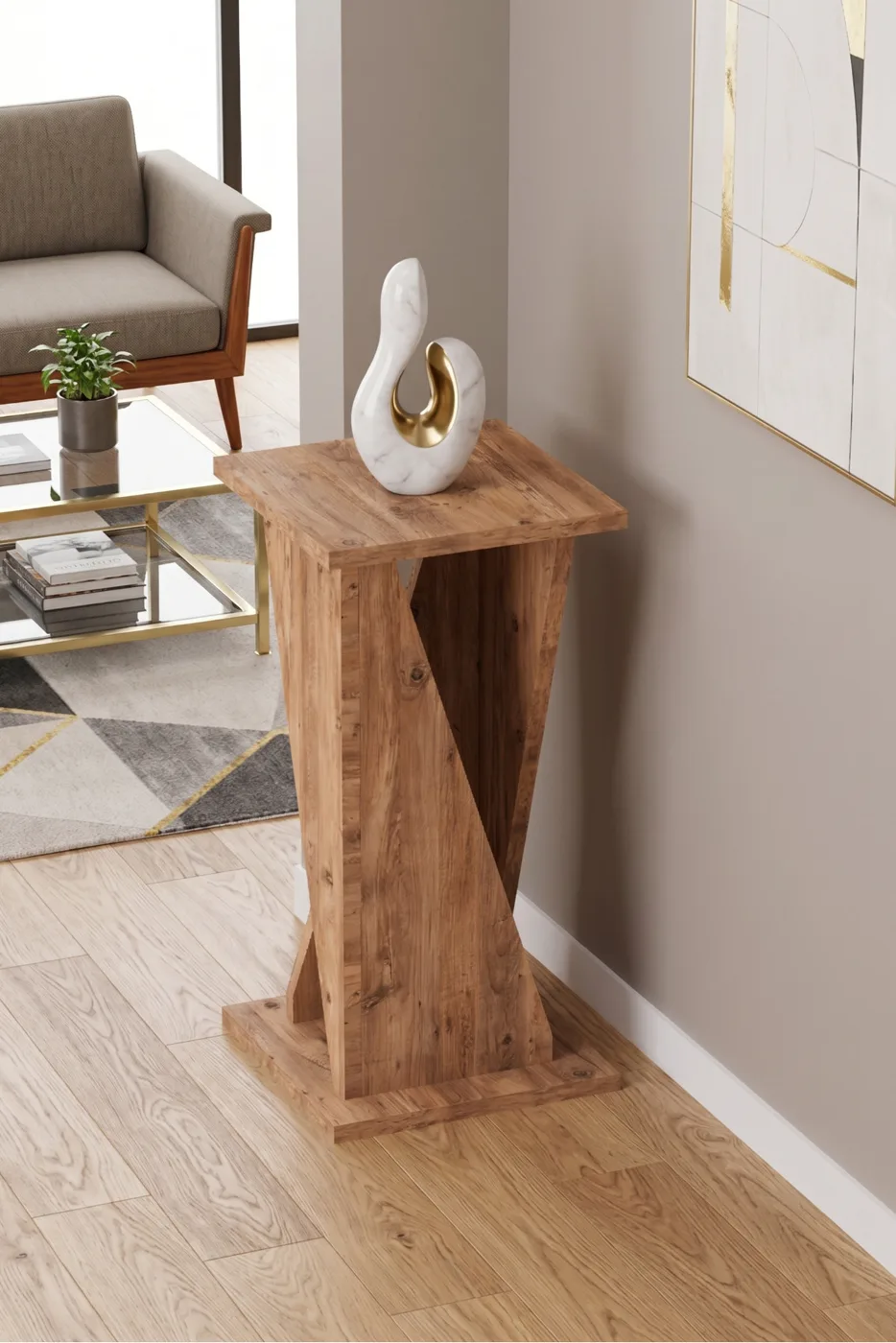 Vision Square Decorative C Side Table Melamine-faced chipboard Atlantic Pine