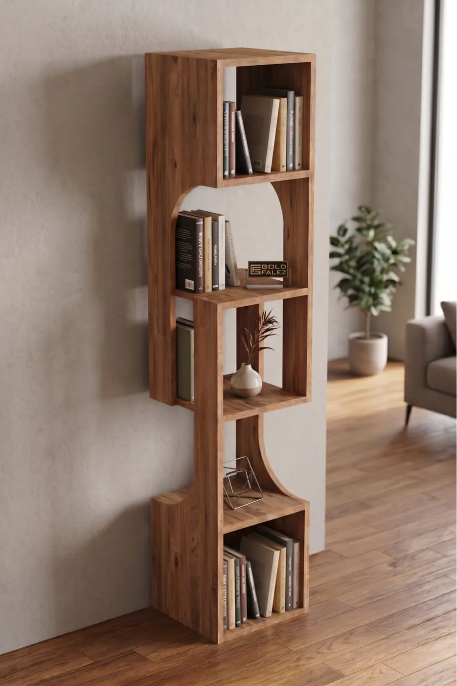 5-Tier Modern Multi-purpose Wooden Decorative Bookcase for Living Room Office 7066 Atlantic Pine