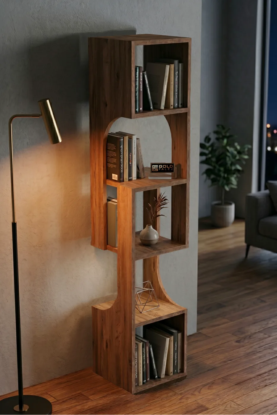 5-Tier Modern Multi-purpose Wooden Decorative Bookcase for Living Room Office 7066 Atlantic Pine