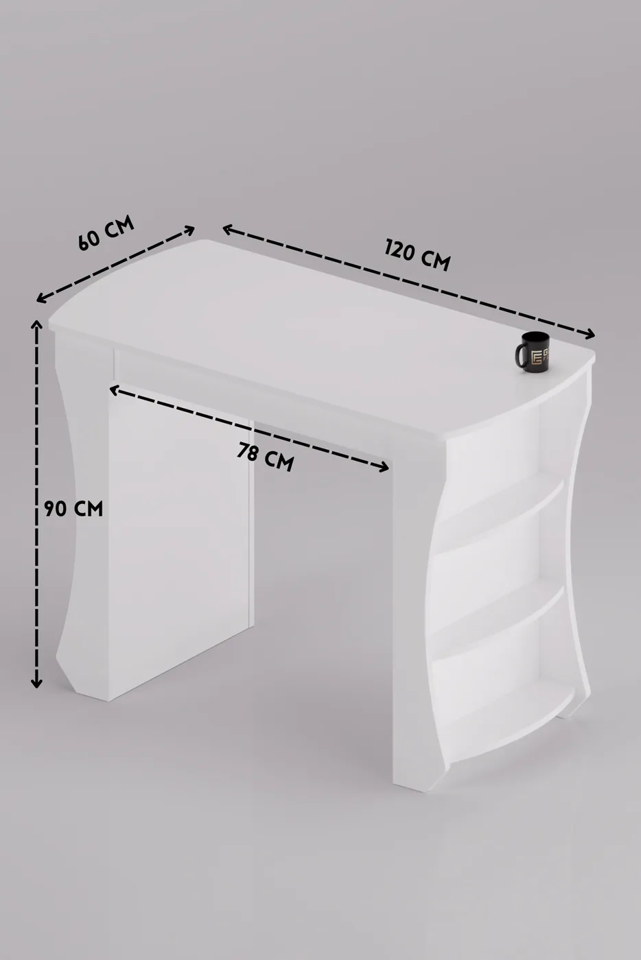 Kitchen Table Kitchen Island Island Table Bar Table Breakfast Table Shelved Multi-purpose Modern Table 120x60 cm 9837 White