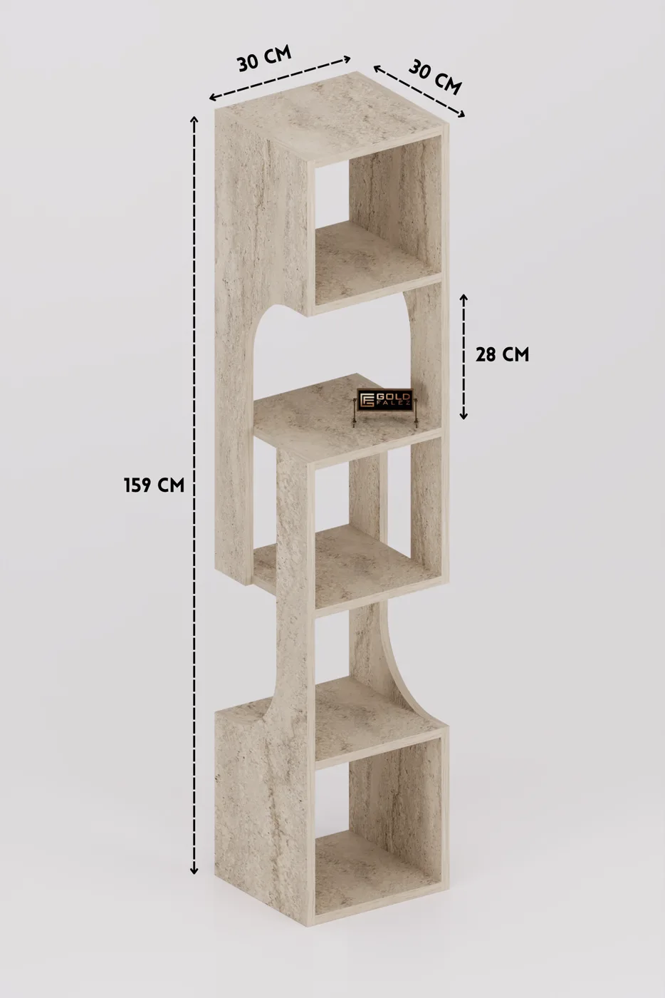 5-Tier Modern Multi-purpose Wooden Decorative Bookcase for Living Room Office 7065 Travertine