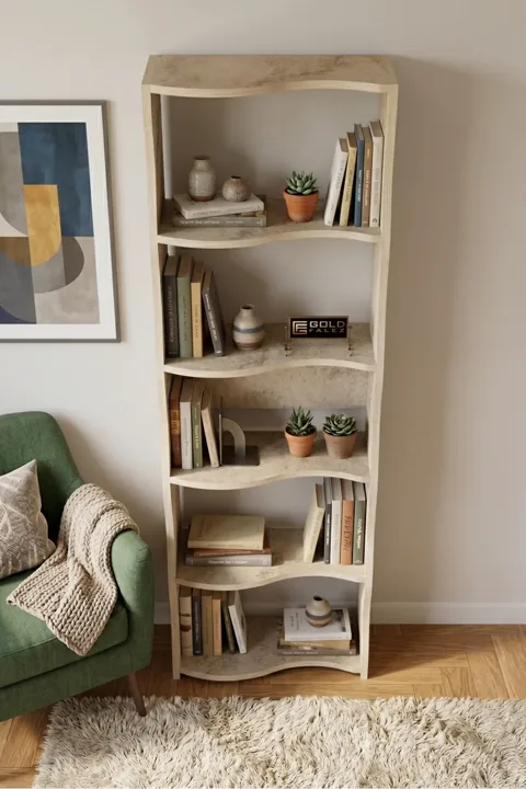 Esinti 5-Tier Modern Multi-purpose Decorative Shelf Unit Bookcase, Large Library Office Bookcase 7082 Travertine