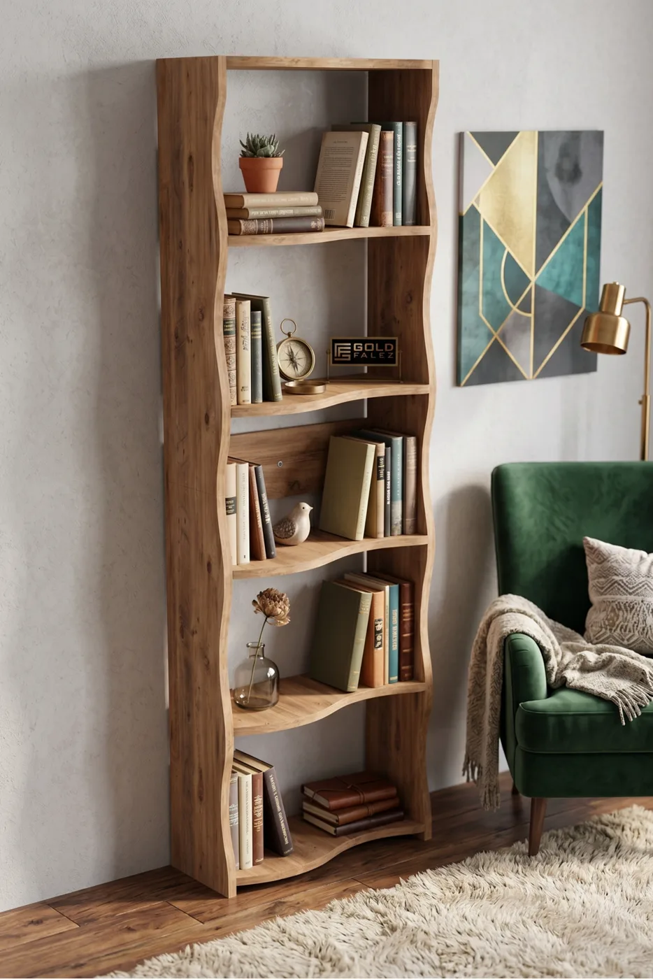 Bookcase 5-Tiered Esinti Modern Multi-purpose Decorative Shelf Unit Spacious Library Office Bookcase 7080 Atlantic Pine