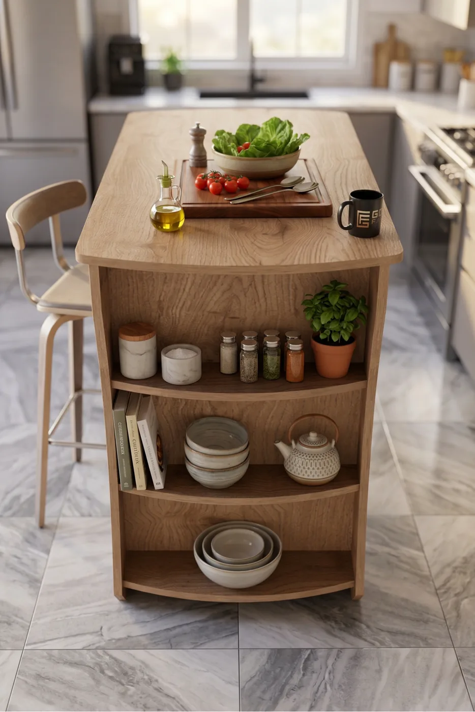 Kitchen Table Kitchen Island Island Table Bar Table Breakfast Table Shelved Multi-purpose Cabinet Modern Table 120x60 cm 9838 Sepet