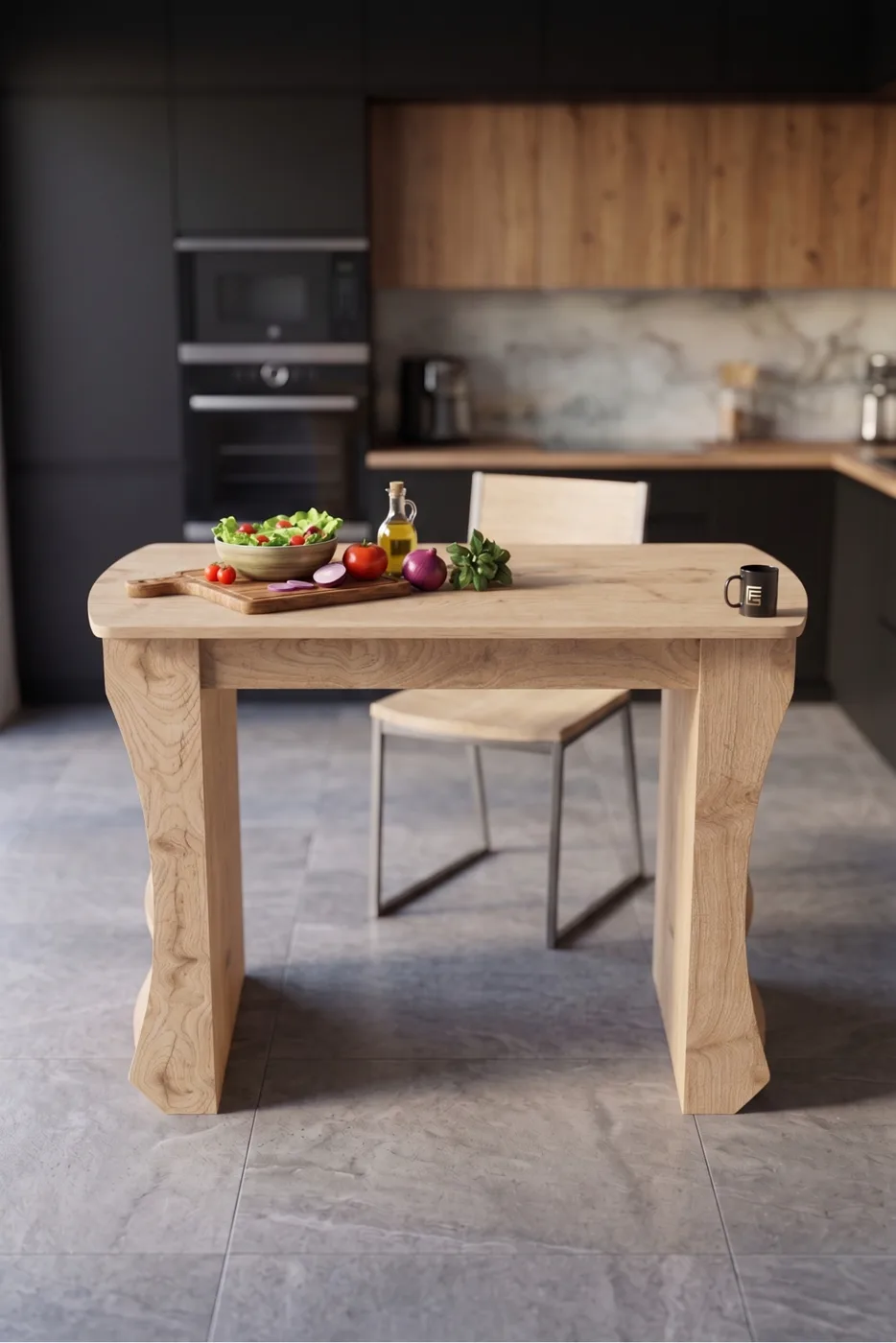 Kitchen Table Kitchen Island Island Table Bar Table Breakfast Table Shelved Multi-purpose Cabinet Modern Table 120x60 cm 9838 Sepet