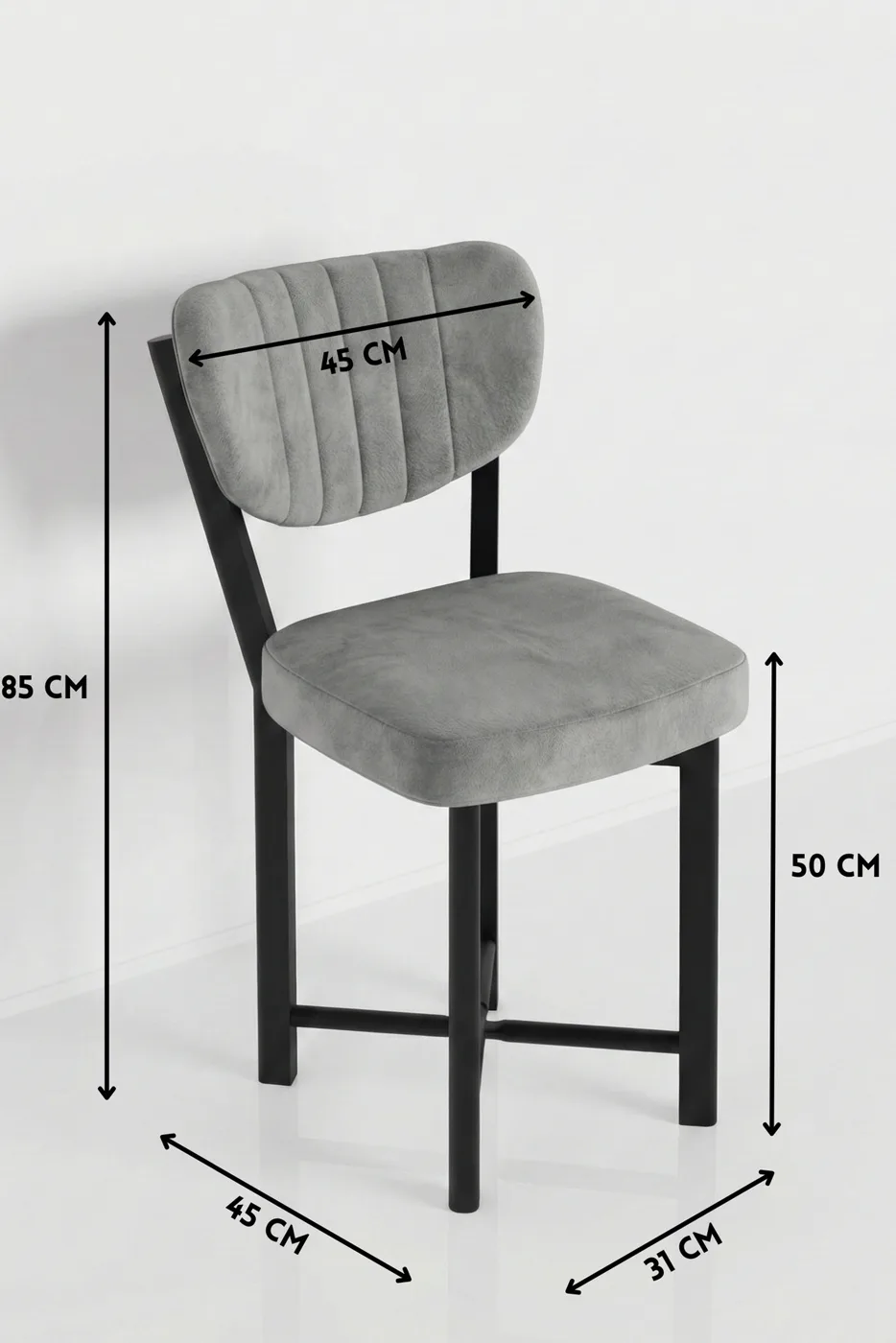 Chair 1 Piece Baby Face Fabric Metal Modern Kitchen Chair Cafe Balcony Office Elma 9814 Grey