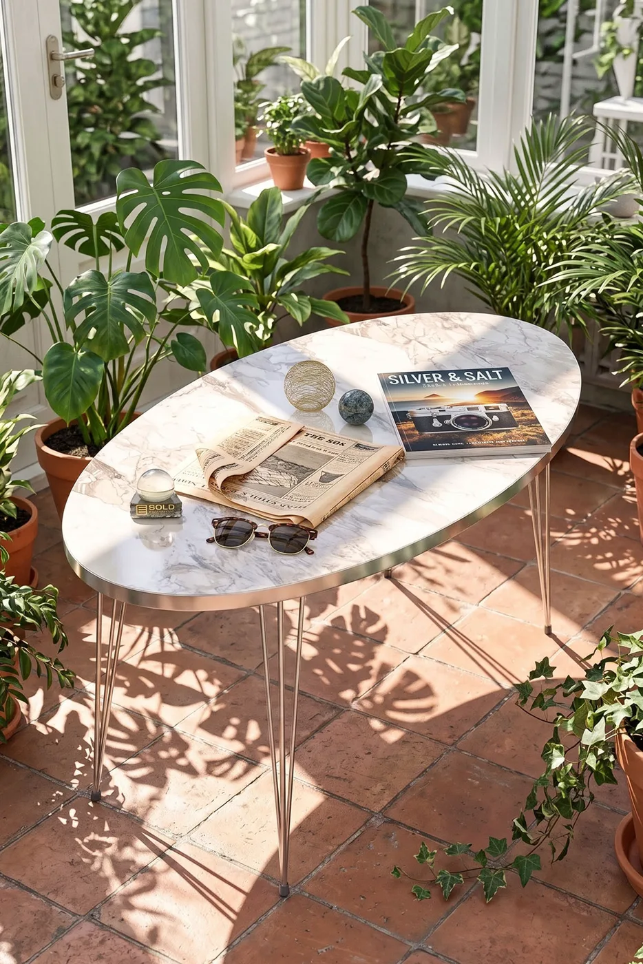 Coffee Table Ellipse Silver Efes Wire