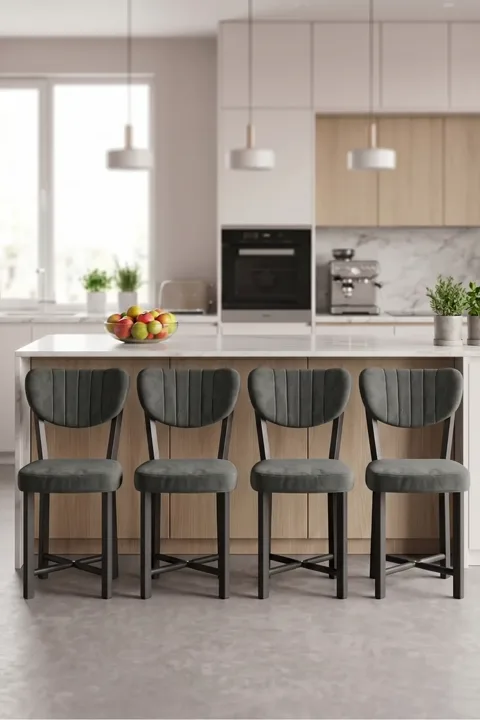 Chair 4 Pieces Baby Face Fabric Metal Legs Modern Kitchen Chair Cafe Balcony Office Elma