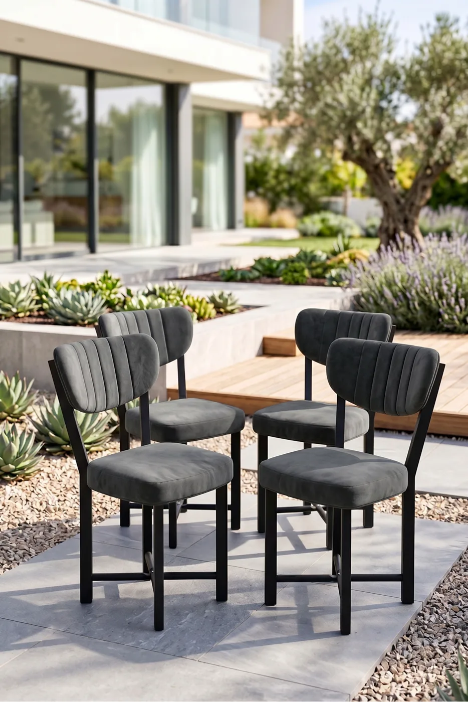 Chair 4 Pieces Baby Face Fabric Metal Legs Modern Kitchen Chair Cafe Balcony Office Elma