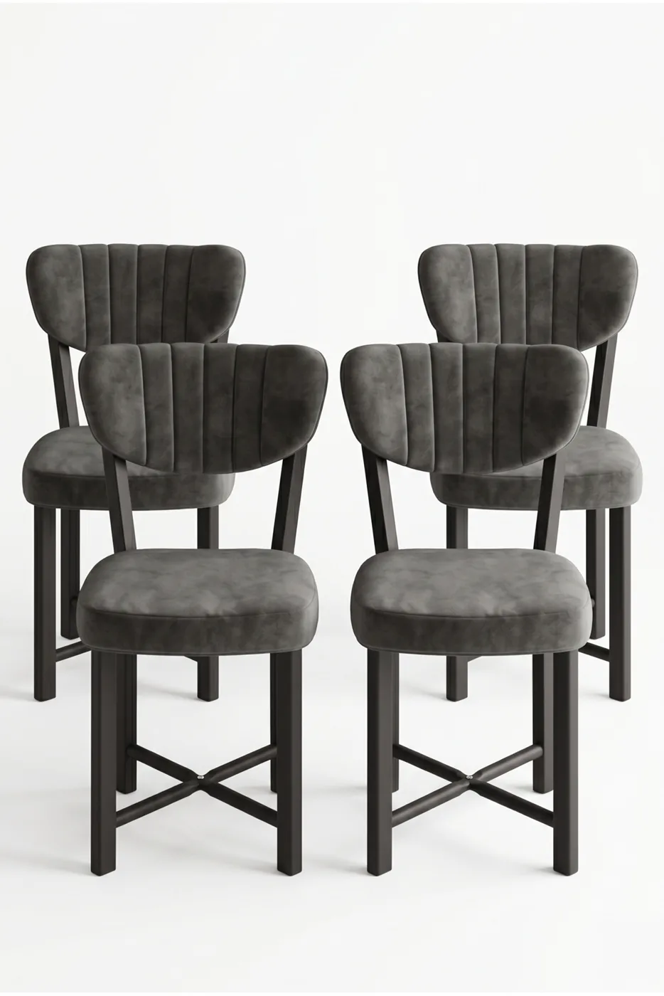 Chair 4 Pieces Baby Face Fabric Metal Legs Modern Kitchen Chair Cafe Balcony Office Elma