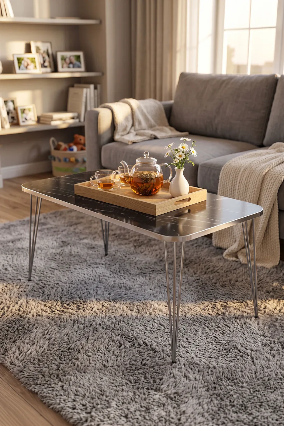 Square Silver Bendir Wire Coffee Table
