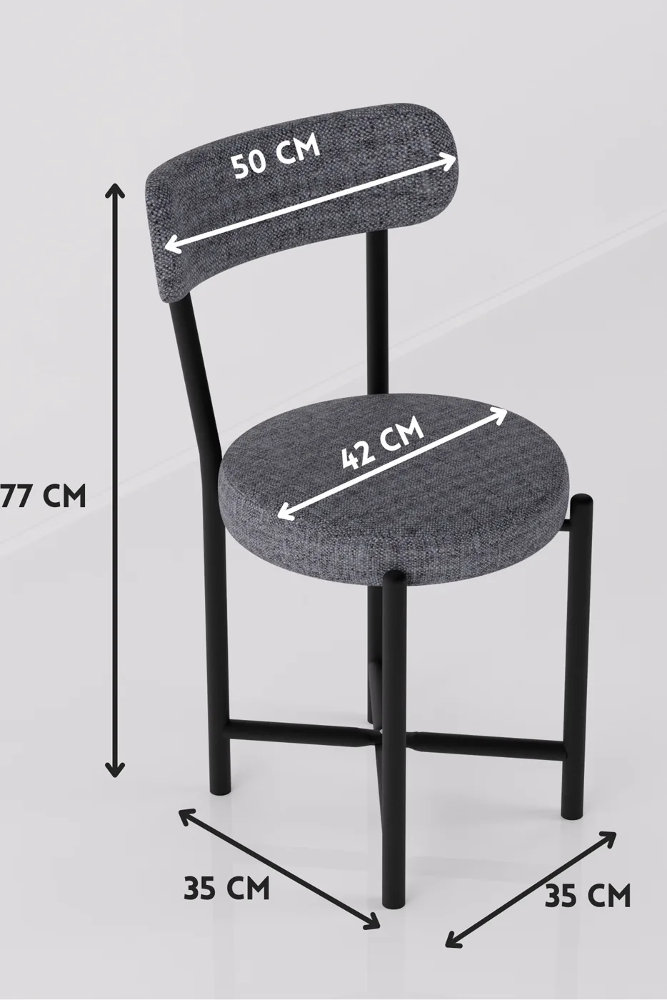 Single Linen Fabric Metal Leg Modern Kitchen Chair for Cafe Balcony Office Teddy 9816 Grey