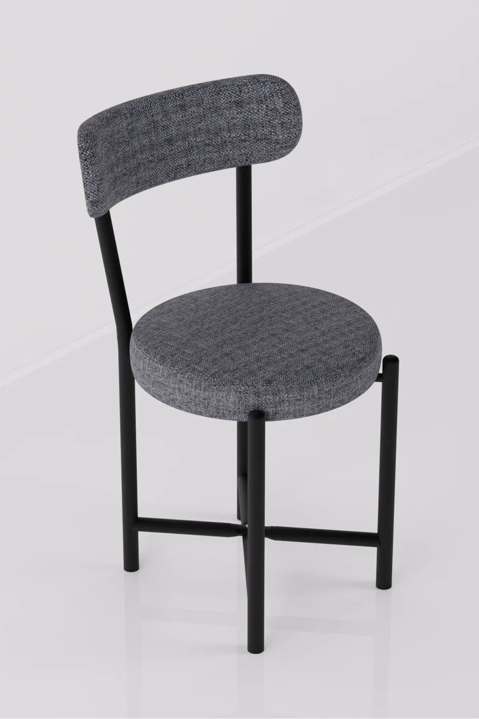 Single Linen Fabric Metal Leg Modern Kitchen Chair for Cafe Balcony Office Teddy 9816 Grey