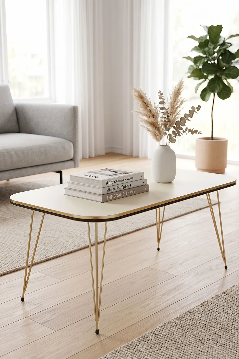 Coffee Table Kr Twin Gold Cream Wire Legs